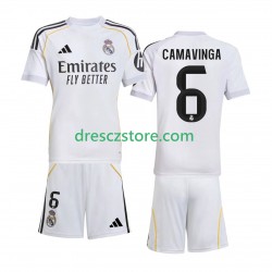 Real Madrid Camavinga 6 Domácí Dres 2025-2026 Krátký rukáv Děti Fotbalové Dresy