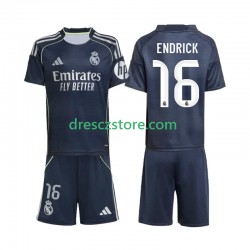 Real Madrid Endrick 16 Venkovní Dres 2025-2026 Krátký rukáv Děti Fotbalové Dresy