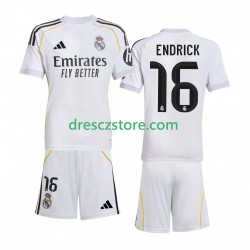Real Madrid Endrick 16 Domácí Dres 2025-2026 Krátký rukáv Děti Fotbalové Dresy