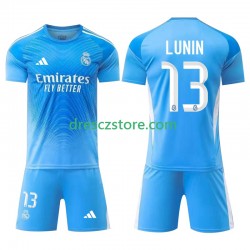 Real Madrid Andriy Lunin 13 Brankářské Domácí Dres 2025-2026 Krátký rukáv Děti Fotbalové Dresy