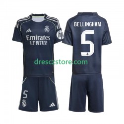 Real Madrid Jude Bellingham 5 Venkovní Dres 2025-2026 Krátký rukáv Děti Fotbalové Dresy