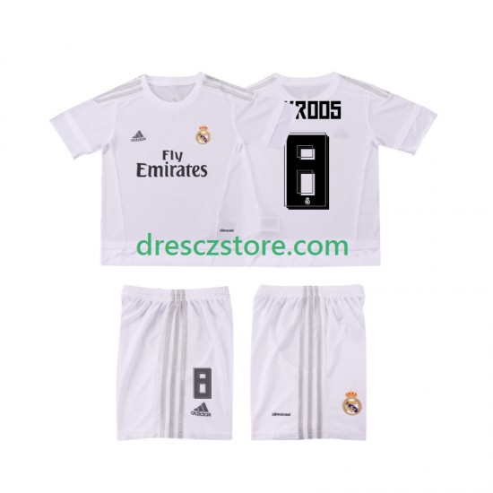 Real Madrid KROOS 8 2015 2016 Retro Domácí Dres Krátký rukáv Děti Fotbalové Dresy