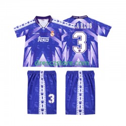 Real Madrid R CARLOS 3 1996-1997 Retro Venkovní Dres Krátký rukáv Děti Fotbalové Dresy