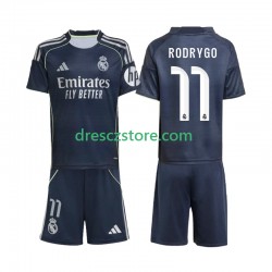 Real Madrid Rodrygo 11 Venkovní Dres 2025-2026 Krátký rukáv Děti Fotbalové Dresy