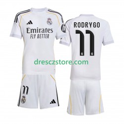 Real Madrid Rodrygo 11 Domácí Dres 2025-2026 Krátký rukáv Děti Fotbalové Dresy