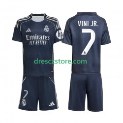 Real Madrid Vinicius Junior 7 Venkovní Dres 2025-2026 Krátký rukáv Děti Fotbalové Dresy