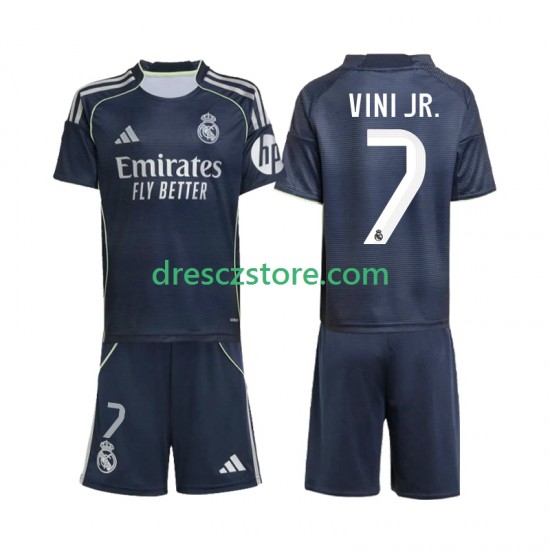 Real Madrid Vinicius Junior 7 Venkovní Dres 2025-2026 Krátký rukáv Děti Fotbalové Dresy
