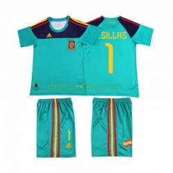Španělsko Casillas 1 Retro Domácí Dres 2010 Krátký rukáv Děti Fotbalové Dresy
