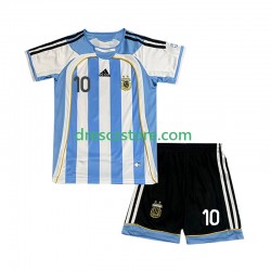 Argentina Maradona 10 Retro Domácí Dres 2006 Krátký rukáv Děti Fotbalové Dresy