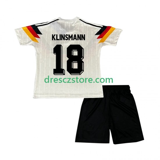Německo Klinsmann 18 1990 Retro Domácí Dres Krátký rukáv Děti Fotbalové Dresy