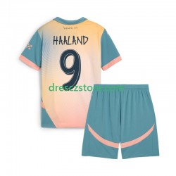 Manchester City Haaland 9 Čtvrtý Dres 2024-2025 Krátký rukáv Děti Fotbalové Dresy
