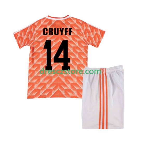 Nizozemsko Cruyff 14 1988 Retro Domácí Dres Krátký rukáv Děti Fotbalové Dresy