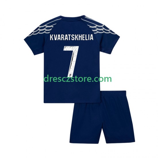 Paris Saint-Germain Khvicha Kvaratskhelia 7 Čtvrtý Dres 2024-2025 Krátký rukáv Děti Fotbalové Dresy
