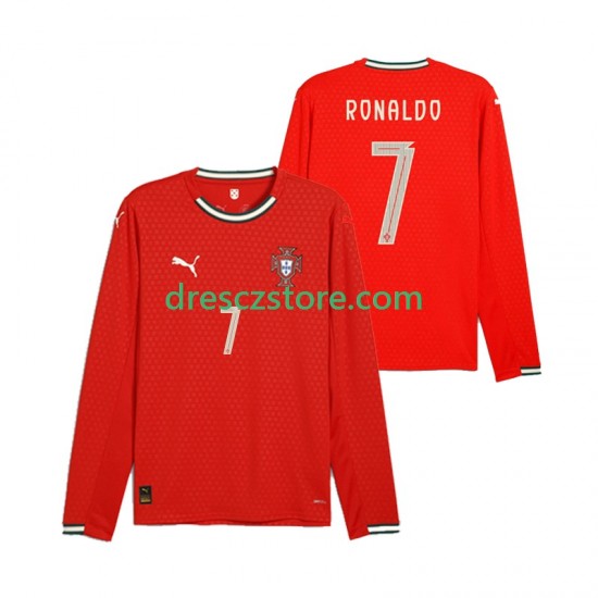 Portugalsko Cristiano Ronaldo 7 Domácí Dres 2025 Dlouhý rukáv Muže Fotbalové Dresy