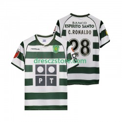 Sporting CP Cristiano Ronaldo 28 2001 2003 Retro Domácí Dres Krátký rukáv Muže Fotbalové Dresy