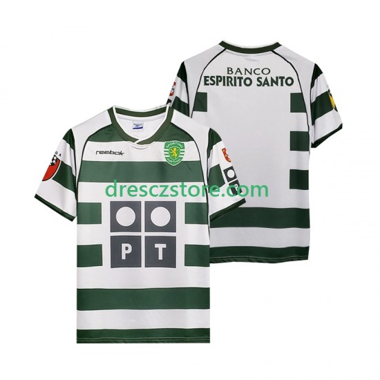 Sporting CP 2001 2003 Retro Domácí Dres Krátký rukáv Muže Fotbalové Dresy