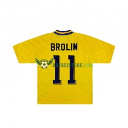 Švédsko Brolin 11 Retro Domácí Dres 1994 Krátký rukáv Muže Fotbalové Dresy