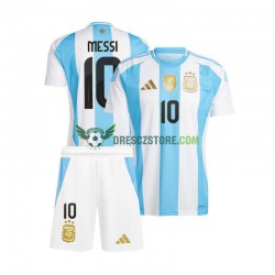 Argentina Lionel Messi 10 Domácí Dres Copa America 2024 Krátký rukáv Děti Fotbalové Dresy