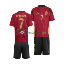 Belgie De Bruyne 7 Domácí Dres Euro 2024 Krátký rukáv Děti Fotbalové Dresy