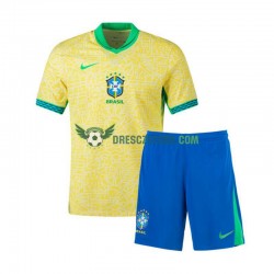 Brazílie Domácí Dres Copa America 2024 Krátký rukáv Děti Fotbalové Dresy