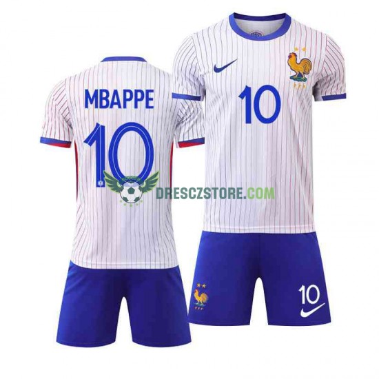 Francie Mbappé 10 Venkovní Dres Euro 2024 Krátký rukáv Děti Fotbalové Dresy