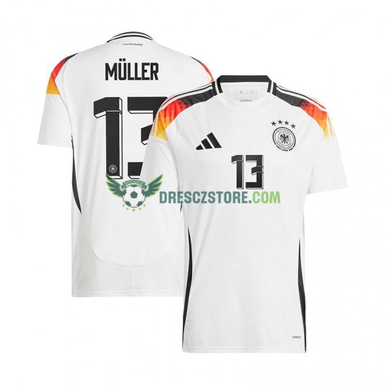 Německo Thomas Muller 13 Domácí Dres Euro 2024 Krátký rukáv Muže Fotbalové Dresy