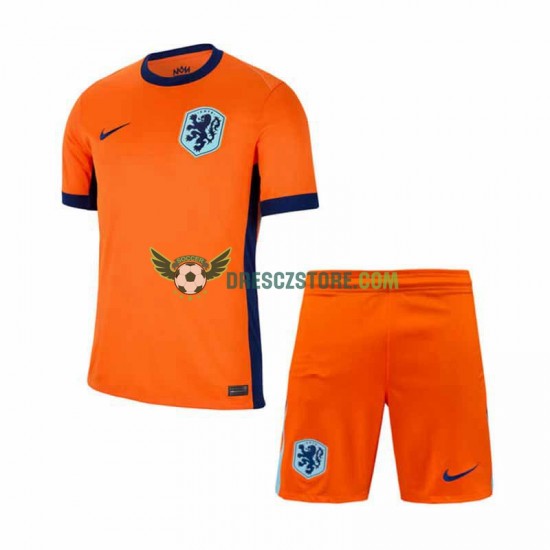 Nizozemsko Domácí Dres Euro 2024 Krátký rukáv Děti Fotbalové Dresy