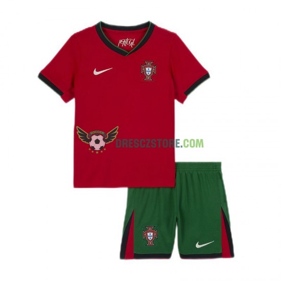 Portugalsko Domácí Dres Euro 2024 Krátký rukáv Děti Fotbalové Dresy