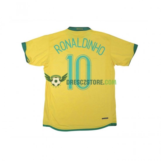 Brazílie RONALDINHO 10 Retro Domácí Dres 2006 Krátký rukáv Muže Fotbalové Dresy