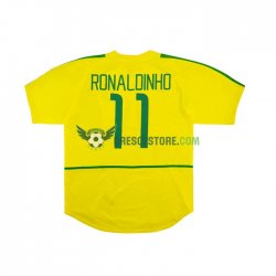 Brazílie RONALDINHO 11 Retro Domácí Dres 2002 Krátký rukáv Muže Fotbalové Dresy