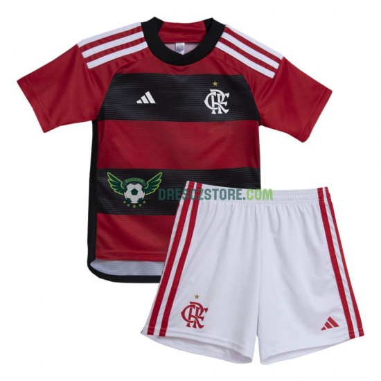 CR Flamengo Domácí Dres 2023-2024 Krátký rukáv Děti Fotbalové Dresy