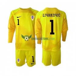 Chorvatsko Dominik Livakovic 1 Brankářské Domácí Dres MS ve fotbale 2022 Dlouhý rukáv Děti Fotbalové Dresy