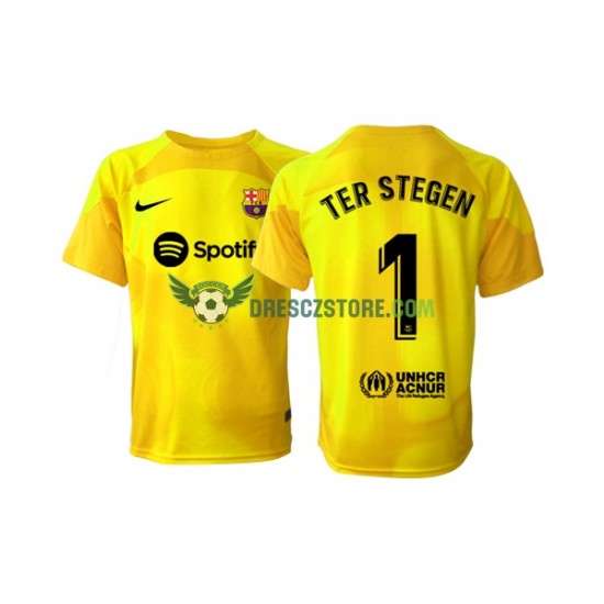 FC Barcelona Ter Stegen 1 Brankářské Čtvrtý Dres 2022-2023 Krátký rukáv Muže Fotbalové Dresy
