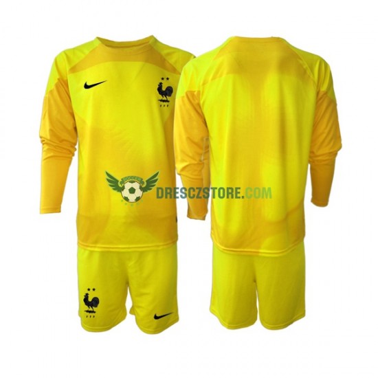 Francie Brankářské Alternativní Dres MS ve fotbale 2022 Dlouhý rukáv Děti Fotbalové Dresy