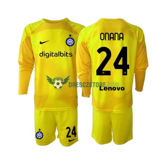 Inter Milán Andre Onana 24 Brankářské Venkovní Dres 2022-2023 Dlouhý rukáv Děti Fotbalové Dresy