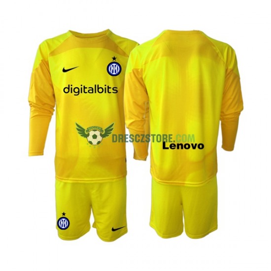 Inter Milán Brankářské Venkovní Dres 2022-2023 Dlouhý rukáv Děti Fotbalové Dresy