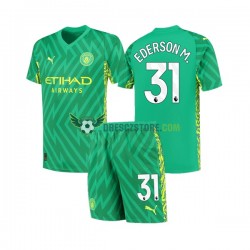 Manchester City Ederson Moraes 31 Brankářské Domácí Dres 2023-2024 Krátký rukáv Děti Fotbalové Dresy