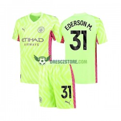 Manchester City Ederson Moraes 31 Brankářské Alternativní Dres 2023-2024 Krátký rukáv Děti Fotbalové Dresy