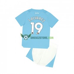 Manchester City J. ALVAREZ 19 Domácí Dres 2023-2024 Krátký rukáv Děti Fotbalové Dresy