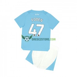 Manchester City Phil Foden 47 Domácí Dres 2023-2024 Krátký rukáv Děti Fotbalové Dresy