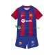 FC Barcelona Frenkie de Jong 21 Domácí Dres 2023-2024 Krátký rukáv Děti Fotbalové Dresy