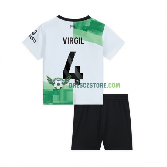 Liverpool Virgil van Dijk 4 Venkovní Dres 2023-2024 Krátký rukáv Děti Fotbalové Dresy