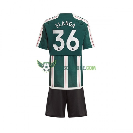 Manchester United Anthony Elanga 36 Venkovní Dres 2023-2024 Krátký rukáv Děti Fotbalové Dresy