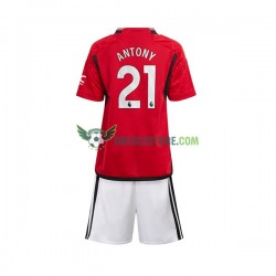 Manchester United Antony Matheus 21 Domácí Dres 2023-2024 Krátký rukáv Děti Fotbalové Dresy