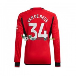 Manchester United Donny van de Beek 34 Domácí Dres 2023-2024 Dlouhý rukáv Muže Fotbalové Dresy