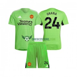 Manchester United Andre Onana 24 Brankářské Domácí Dres 2023-2024 Krátký rukáv Děti Fotbalové Dresy