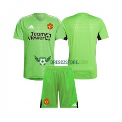 Manchester United Brankářské Domácí Dres 2023-2024 Krátký rukáv Děti Fotbalové Dresy