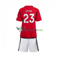 Manchester United Luke Shaw 23 Domácí Dres 2023-2024 Krátký rukáv Děti Fotbalové Dresy