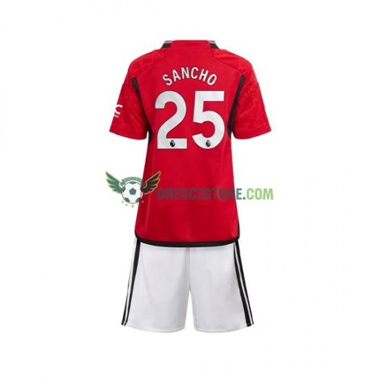 Manchester United Sancho 25 Domácí Dres 2023-2024 Krátký rukáv Děti Fotbalové Dresy