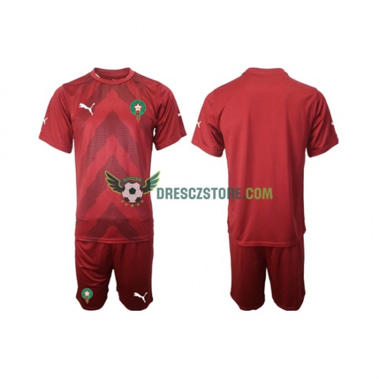 Maroko Brankářské Domácí Dres 2022 Krátký rukáv Děti Fotbalové Dresy